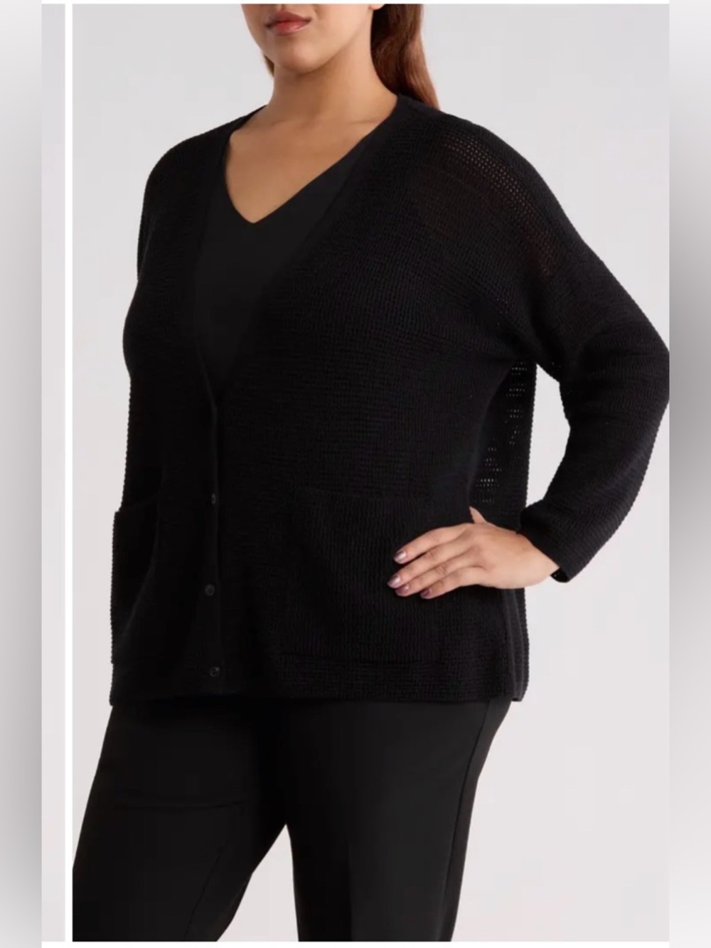 Eileen Fisher Fine Airy Knit Wool Cardigan ,β Small